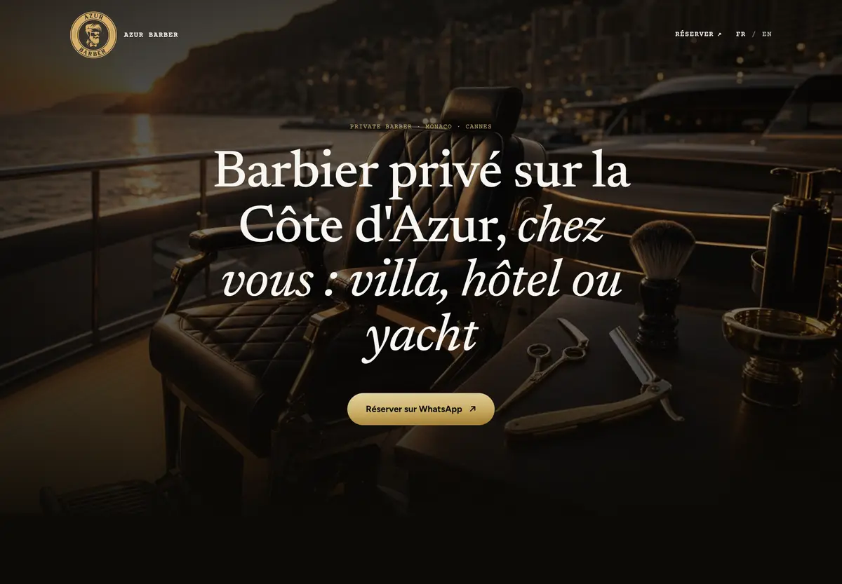 Site d'Azur Barber, barbier à domicile