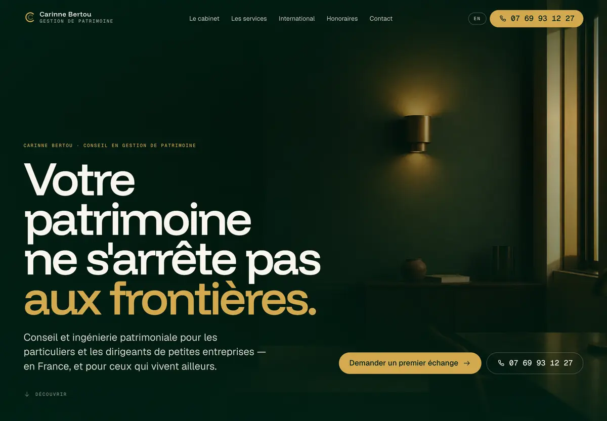 Page d'accueil du site de Carinne Bertou