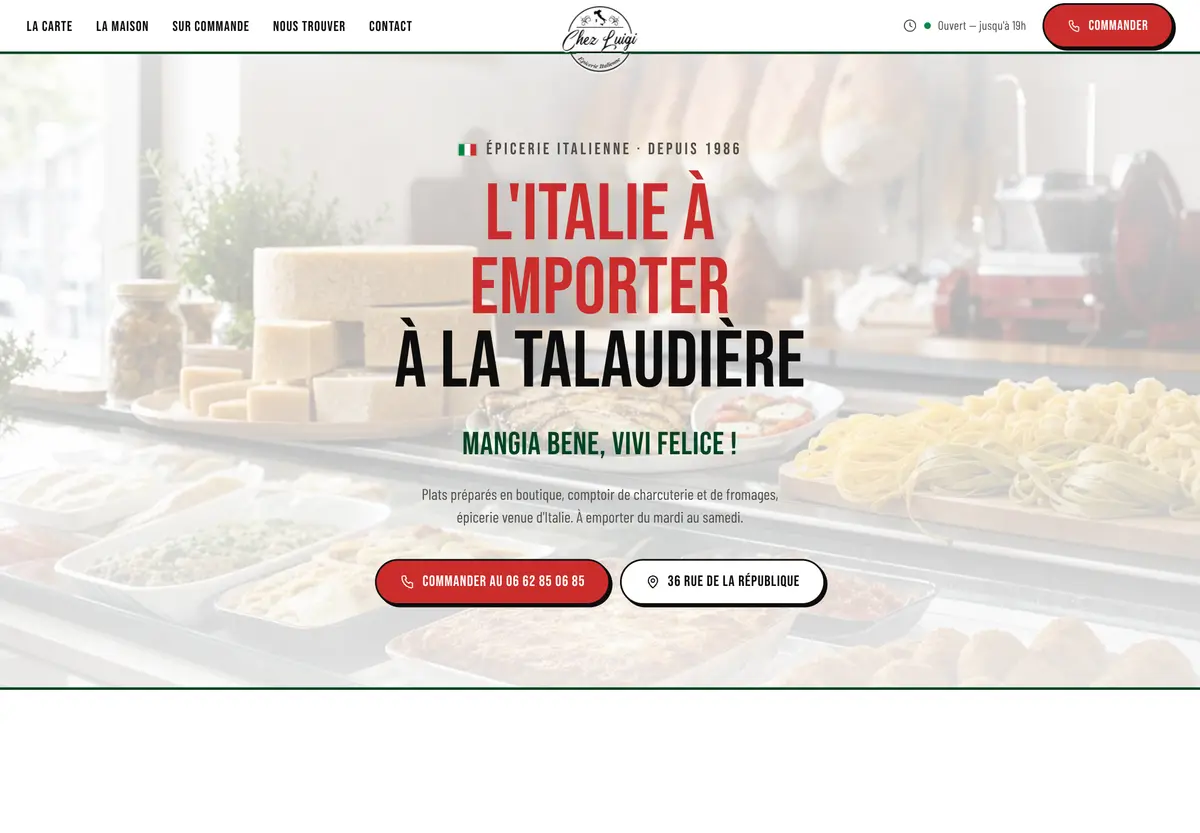 Page d'accueil du site de Chez Luigi