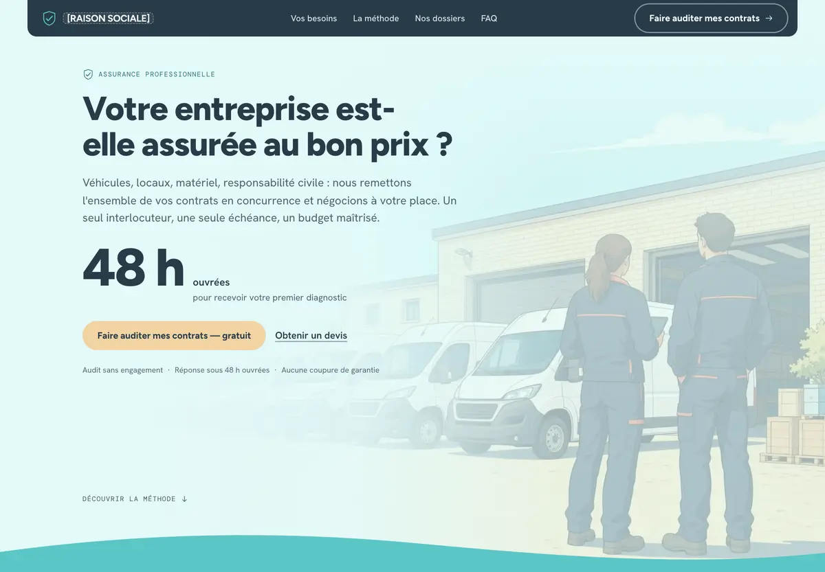 Page d'accueil du site de Courtier en assurance