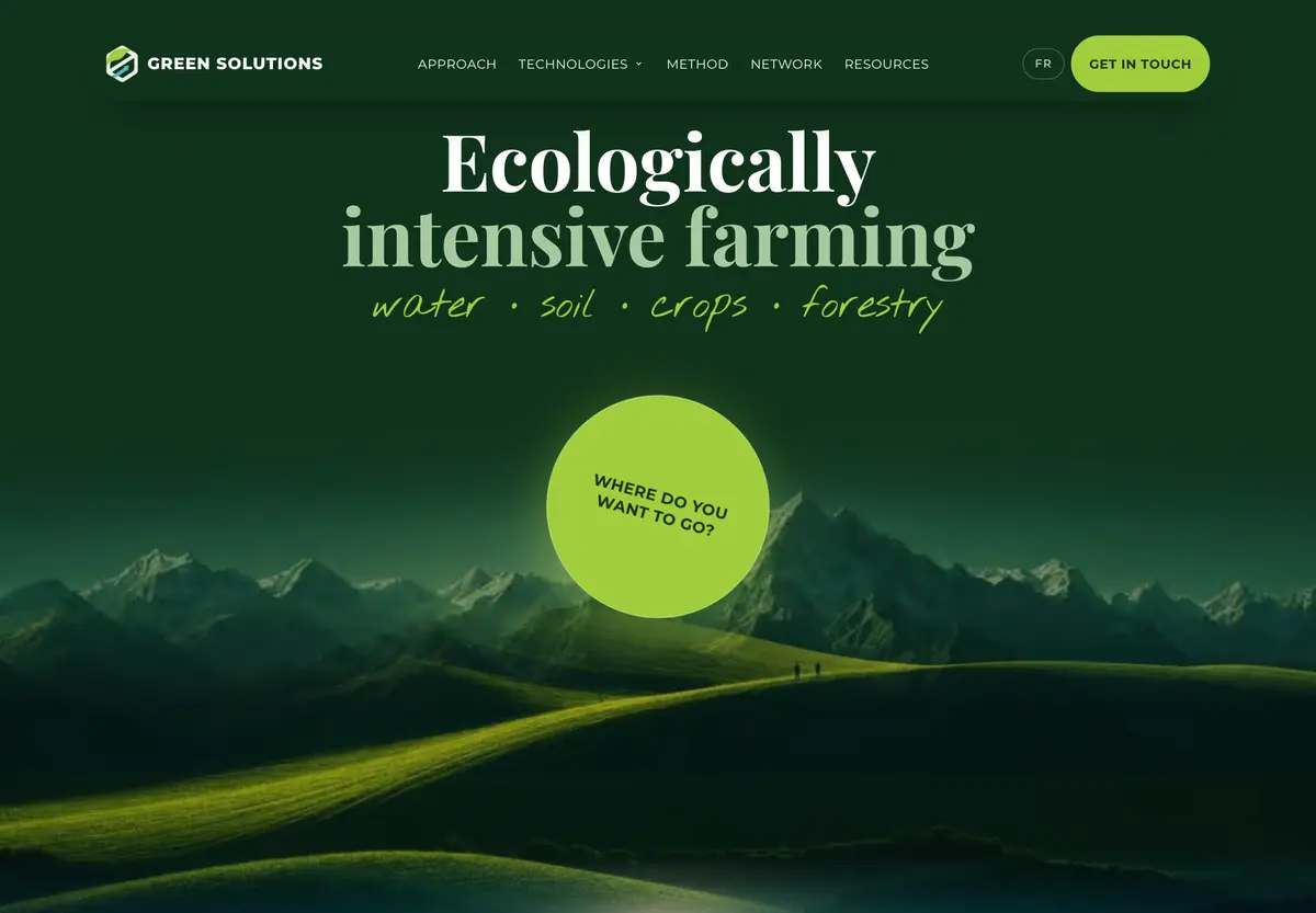 Page d'accueil du site de Green Solutions