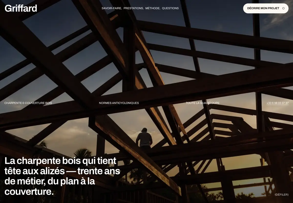 Page d'accueil du site de Griffard Charpente