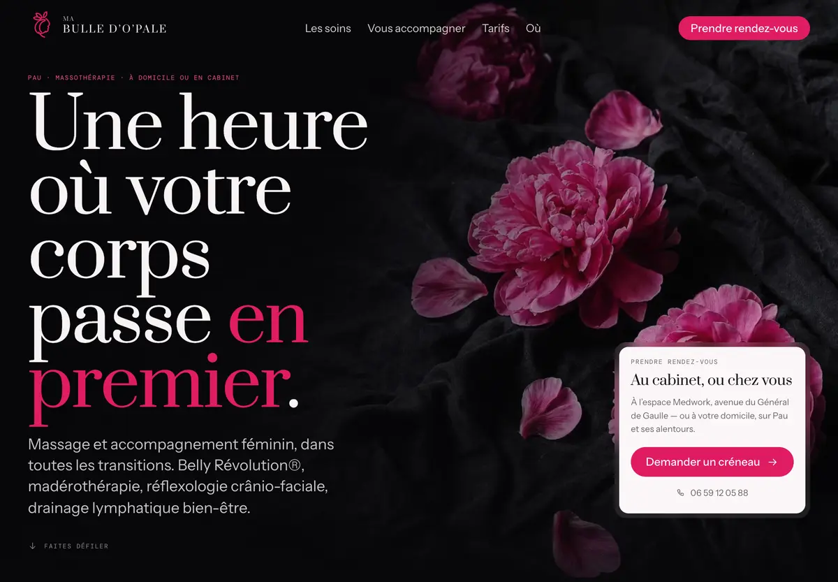 Page d'accueil du site de Ma Bulle d'O'Pale